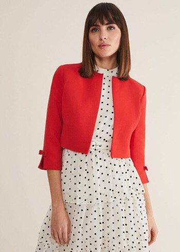 Phase Eight Zoele Bow Detail Jackets Red Canada | ITXHDS-650